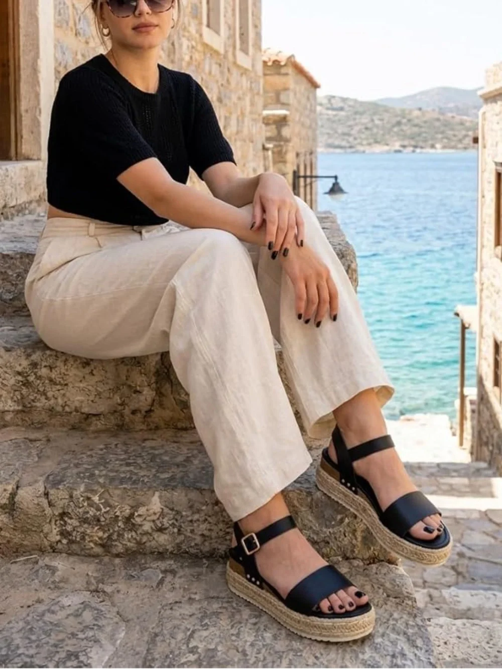 Cushionaire black espadrille